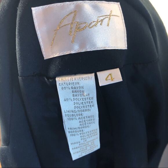 Vintage Apart Black Two Button Blazer Suit Jacket Women's Size 4 - Picture 5 of 5